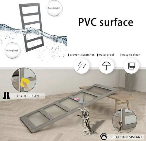 Built Tough Frosted Glass Barn Door 48 By 96 Inches With Heavy Duty Eight Foot Sliding Track Hardware Kit In Gray For Easy Slide Interior Room Divider, PVC door surface, waterproof and easy to clean.