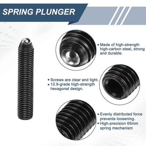 2Pcs High Carbon Steel M16X80MM Hex Socket Screw Thread Ball Plunger showing hexagonal design and steel ball head for pneumatic tools