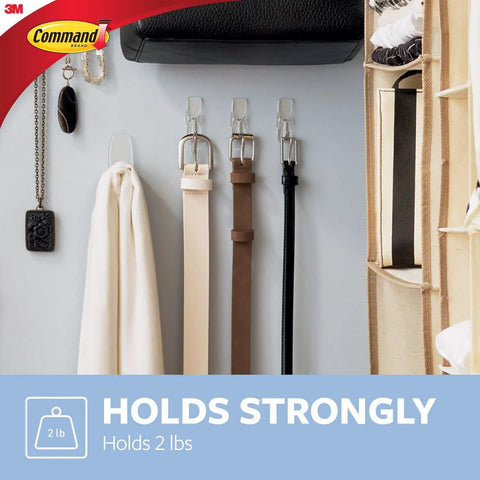 Medium Clear Wire Toggle Hooks With Adhesive Strips Set Of 6 Hooks And 8 Strips For Damage Free Hangin On Walls, Doors