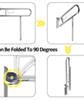 Top Tier Stainless Steel Toilet Grab Bar, Flip Up Bathroom Safety Rail, Rust Resistant Assist Handle with folding feature.