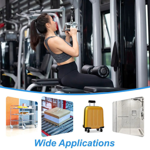 Person using gym pulley system to demonstrate Built Tough Six Millimeter Nylon Ball Bearing Pulley Rollers 4 Pack.