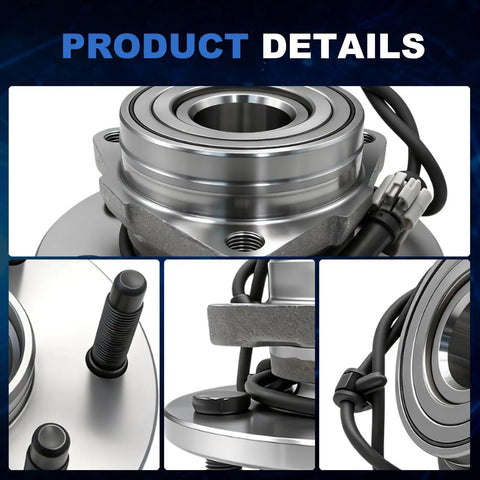 Heavy Duty Front Wheel Bearing Hub Assembly Pair For Cadillac Escalade Escalade Esv Escalade Ext Chevy Avalanche 2002-2006 4wd Awd 4x4 Direct Bolt On Replacement 515036 showing close-up details of sealed bearings and bolt connections.