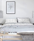 Two Crystal Flush Mount Ceiling Light, 1 Light, Bulb Included, Silver Chrome Finish fixtures hanging in a modern bedroom