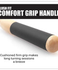 Flush fit comfort grip handle of Carbide Mini Turning Tool Set For Wood Lathe 3 Piece with wooden end and cushioned shaft.