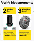 Verify measurements for Heavy Duty Spline Drive Lug Nuts Built Tough For Zero Drama Rides 1/2X20 1.4 Inch size and fitting.