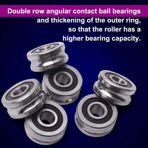 Premium U Groove Ball Track Guide Bearing Double Row Angular Contact Roller Sealed High Precision LFR5086 8X24X11MM six pack close-up
