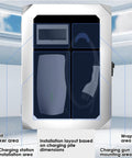 Rock Solid Outdoor EV Charger Lock Box Featuring Hella Reliable Tempered Glass Viewport installation layout with charging gun and circuit breaker areas.