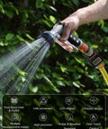 Using water flow meter on garden hose. Water Flow Meter With Brass Inlet And Outlet, heavy duty metal threaded connections, precise flow readout.