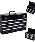 Rock Solid 21 Inch Freestanding Storage Cabinet Featuring Smooth Ball Bearing Slides, black tool cabinet with drawers shown at various angles.