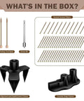 Contents of Floor Squeak Fix Kit With 5 Tools And 50 Notch Screws For Squeaky Hardwood Floors Under Carpet, featuring screws and tools