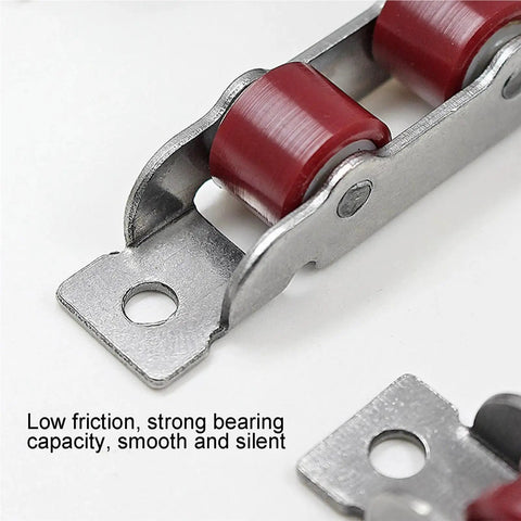 Close-up of 8 Piece Push Pull Window Pulley With Double Wheel Sliding Door Rollers, showcasing low friction and durable design.
