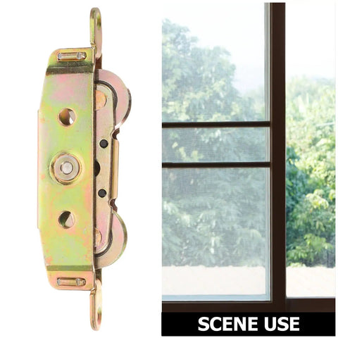 Heavy Duty Sliding Door Rollers 2 Pack Tandem Double Wheel Iron Pulley Replacement Set for glass door installation view.