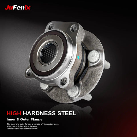 Killer Durability 2 Pack Front Wheel Hub Bearing Assembly With ABS Fits Subaru Forester Impreza WRX Crosstrek Outback Legacy 05 to 14 close-up of high hardness steel hub