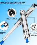 Beefy Heavy Duty Locking Drawer Slides Full Extension Runners With Lock Side Mount Ball Bearing Rails shown extended