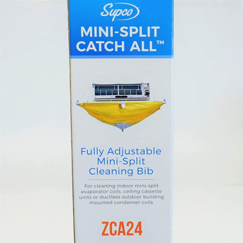 Heavy Duty Mini Split Air Conditioner Maintenance Cleaning Bib with yellow catch mat for cleaning coils, 47X25 inches.