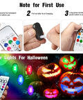 Wireless LED Strobe Lights With Remote Control 8 Color Rechargeable Anti Collision Emergency Warning Kit For Car Motorcycle Bike Drone Aircraft Memory Function Long Range Remote Beast Mode For Riders, showing usage instructions and Halloween theme.