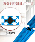 Tough-As-Nails Blue 2040 Aluminum Extrusion Profiles Featuring Precision V Slot Grooves for framing, showcasing precision cut ends.