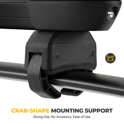 Heavy Duty Lockable Ski Racks With Slick Sliding Extension For Car Roof Secure Snowboard Transport Kit black crab-shape mounting support detail.