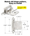 Self Closing Brushed Nickel Kitchen Cabinet Hinges For Face Frame Doors No Fuss Auto Close Feature With Screws dimensions with installation marks