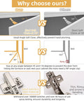 Comparison image showing Tough As Nails Soft Close Cabinet Hinges For Frameless Half Overlay Doors with features and benefits.