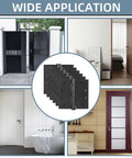 Six Pack Tough As Nails 4 Inch Stainless Steel Door Hinges Heavy Duty Ball Bearing Action Matte Black Finish shown with various door applications.