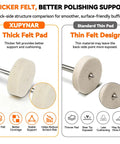 Comparison of thick and thin felt pads for 120 Pcs Buffing Wheels Polishing Kit Rotary Tool Accessories 1 8 Inch Shank Wood Metal.