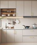 Heftiest 25 Pack of Slick Gold Cabinet Handles Measuring 5 Inch Long Crafted from Heavy Duty Zinc Alloy on modern kitchen cabinets