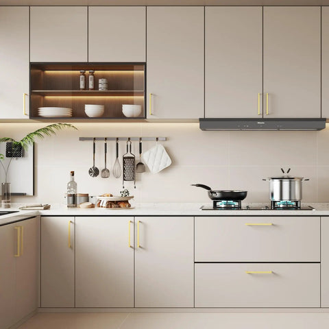 Heftiest 25 Pack of Slick Gold Cabinet Handles Measuring 5 Inch Long Crafted from Heavy Duty Zinc Alloy on modern kitchen cabinets