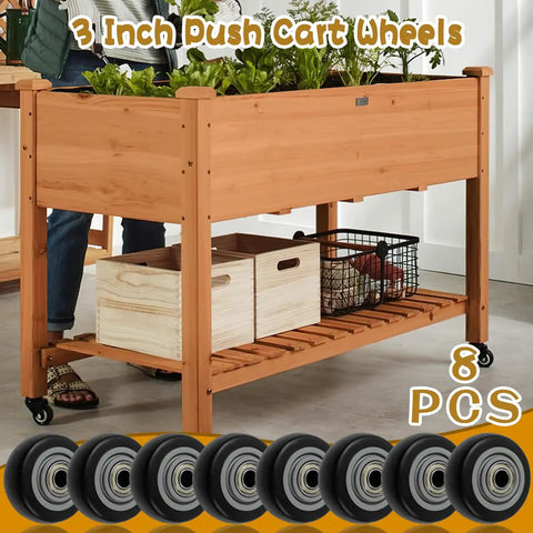 3 Inch Heavy Duty Caster Wheels For Push Carts And Platform Trucks Featuring Smooth Rolling Polyurethane Treads on gardening cart