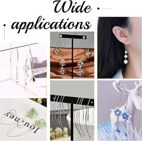 V Shape Earring Hooks With Horizontal Loop In 304 Stainless Steel For DIY Jewelry Making, showcasing various applications
