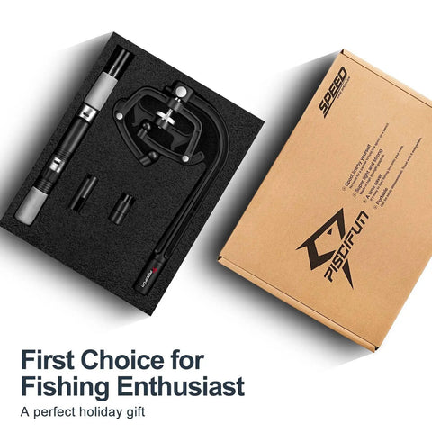 Fishing Line Winder Spooler Machine With Adjustable Spool Width And Spring Loaded Tension in box with accessories