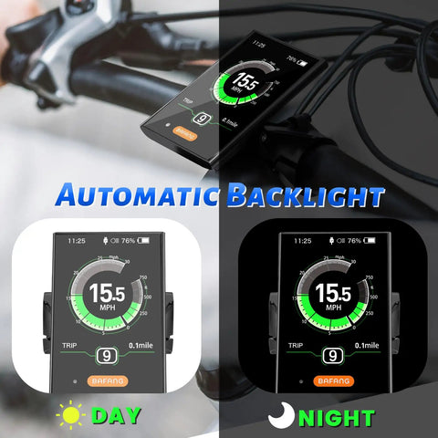Ebike Display DPC18 For BBS01B BBS02B BBSHD UART Version Mid Drive Motor with auto backlight day and night modes.