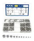 Top Tier 550 Piece Ball Bearings Assortment Kit Featuring Eleven Slick Sizes 2mm To 8mm GCr15 Steel in storage case