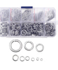 600 Piece Stainless Steel Spring Lock Washer Kit For Alternating Load And Vibration Silver Lock Washers in case