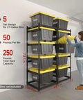 Nail Your Home Storage Game With This Heavy Duty 5 Tier Rack For 27 Gallon Totes Adjustable 2 Pack Metal Shelf Organizer in use, showcasing 5-tier design.