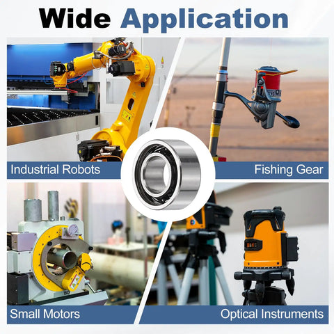 Wide applications of Top Notch Smr63 Hybrid Ceramic Ball Bearings 2 Pack: industrial robots, fishing gear, small motors, optical instruments.