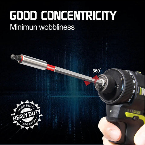 Powerful Magnetic Impact Bit Holders Set With One Quarter Inch Hex Shank S2 Steel Drill Bit Extensions Straight No Bend 2.6 Inch 4 Inch And 6 Inch Extensions
