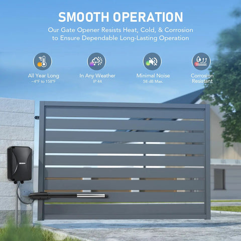 Automatic Swing Gate Opener Kit For Driveways Up To 660 Lb And 18 Ft With weatherproof housing outdoors