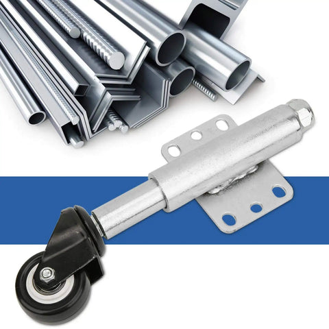Heavy Duty Spring Loaded Gate Caster Wheels With 6 Holes Universal Plate 2 Inch Swivel Rollers, black wheel focus.