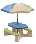 Naturally Playful Kids Picnic Table With Removable Umbrella For Indoor And Outdoor Use, Seats Up To Six Kids, Durable Plastic