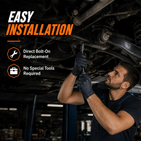 Man installing Front Lower Control Arm Kit With Ball Assembly For Nissan Altima And Maxima Smooth Operator Suspension Parts under vehicle.
