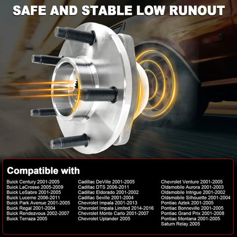 Hella Smooth Front Wheel Bearing Hub Assembly With 513179 Part Number And 5 Lug Mount With Abs For Chevy Impala Buick Regal Cadillac Deville Pontiac Grand Prix 2001 To 2013 Quick Fix close-up view