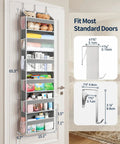 Game Changing Over The Door Organizer With Six Hella Roomy Clear Pockets For Sneakers Accessories And Daily Gear Heavy Duty Hanging Closet Rack To Declutter Any Tight Room Today on a standard door showing various items in the pockets.
