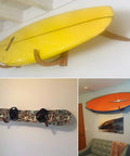 Wood Surfboard Rack For Longboards And Shortboards Indoor Outdoor Wall Mount Display Crafted In Minimal Dark Stained Wood