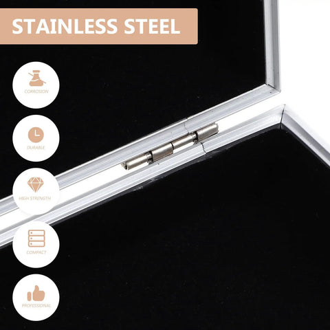 Close-up of stainless steel hinge on Rugged As Nails Portable Aluminum Tool Box With Secure Locking Lid and Impact Resistant Carry Case.