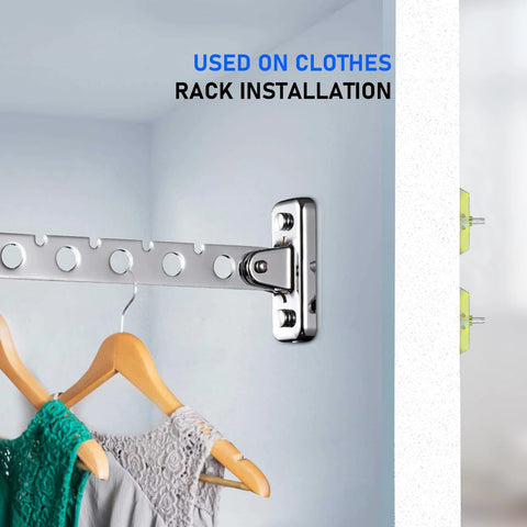 Heavy Duty Hollow Wall Anchor Kit With Included 1/4-20 Bolts installed for clothes rack in drywall