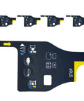 Top Shelf Replacement Play Control Box Overlay Decal Sheets 97772 97772GT 97772B 10 Pack for Genie GR-12 GR-15 GR-20 with function buttons.