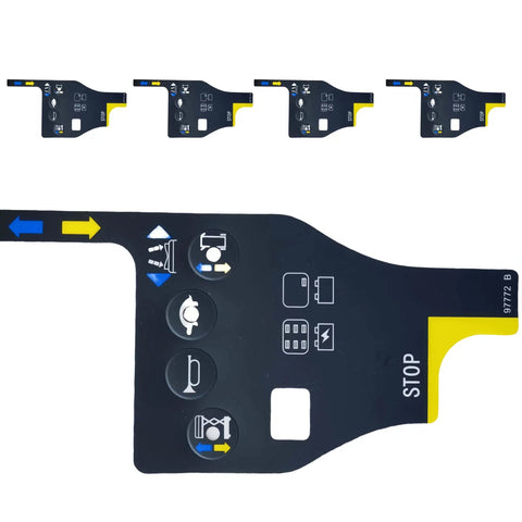 Top Shelf Replacement Play Control Box Overlay Decal Sheets 97772 97772GT 97772B 10 Pack for Genie GR-12 GR-15 GR-20 with function buttons.