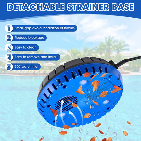 Detachable strainer base for Automatic Pool Cover Pump 1500 GPH Submersible Sump For Quick Pool Drainage with 25 Ft Power Cord