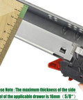 Close-up of undermount drawer slides 15 inch full extension soft close concealed runners with a ruler and bracket.